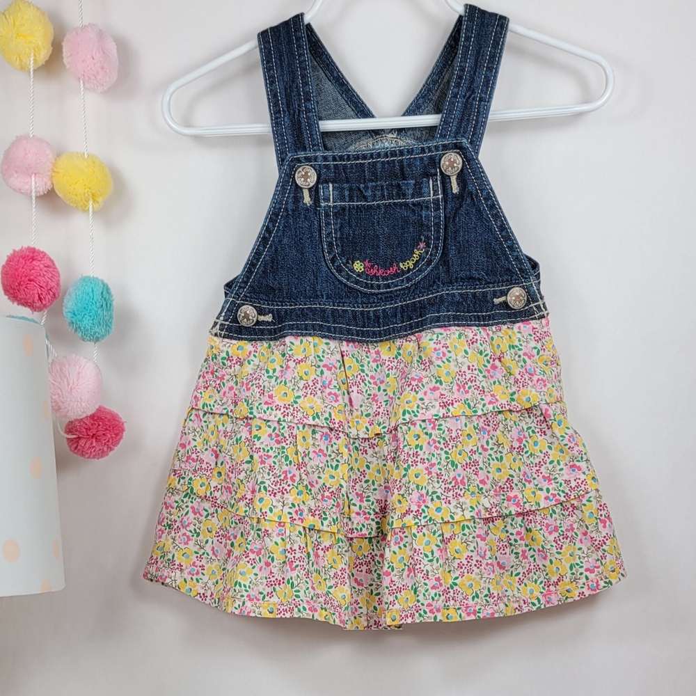 OshKosh Playful Pink and Blue Floral Overalls